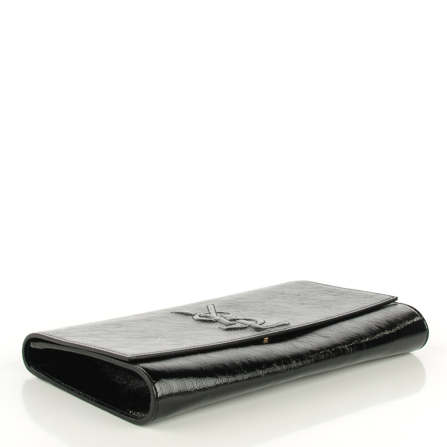 Textured Patent Monogram Large Belle De Jour Clutch Black