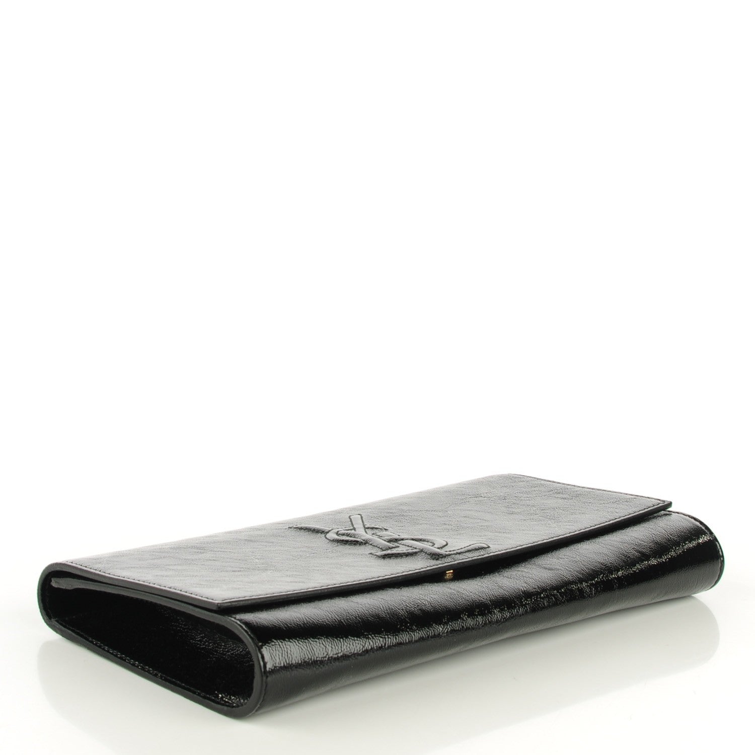 Saint Laurent Textured Patent Monogram Large Belle De Jour Clutch Black 4 of 7