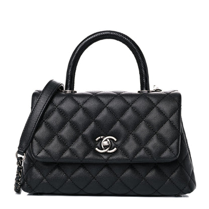 Chanel Caviar Lizard Embossed Quilted Mini Coco Handle Flap Black 1 of 9