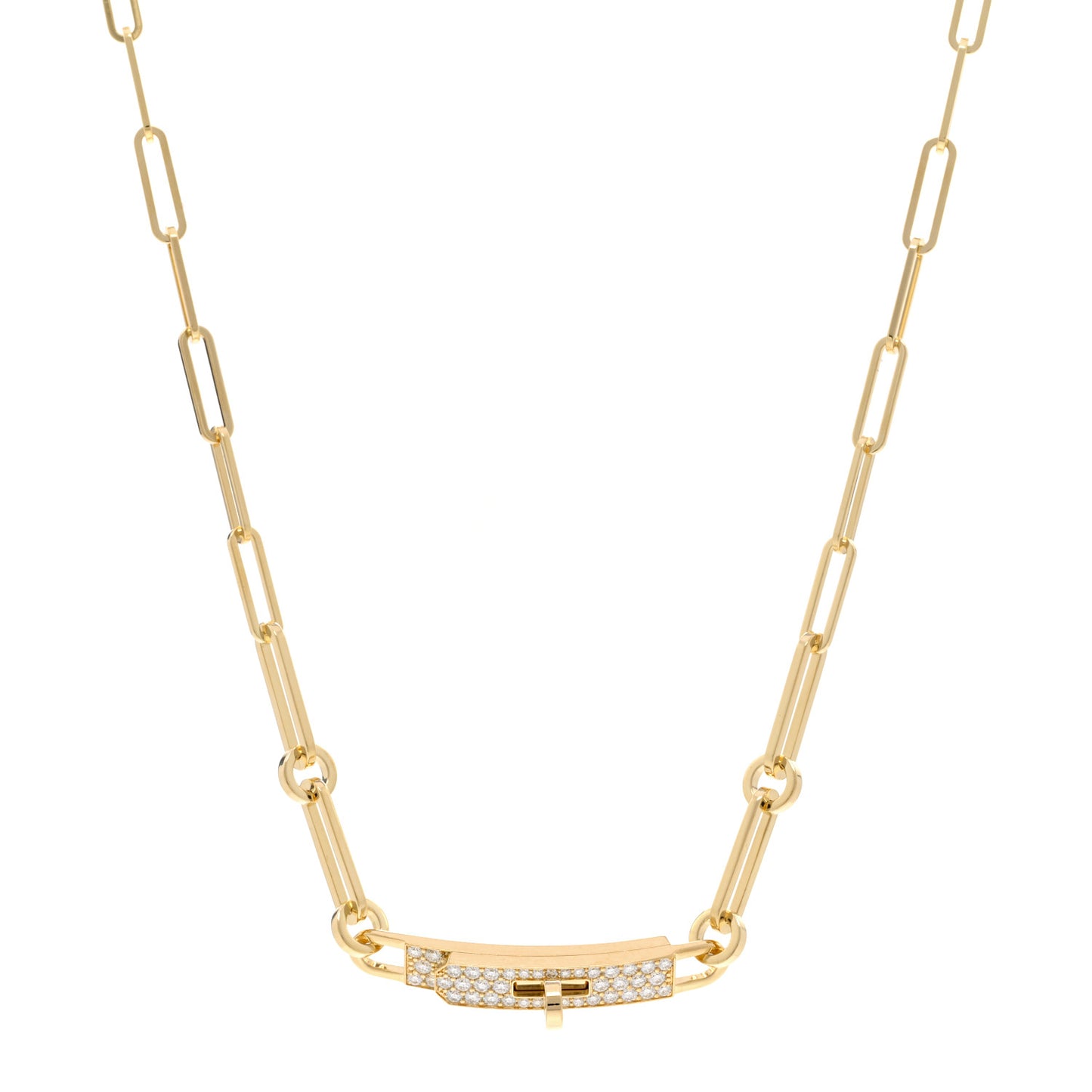18K Yellow Gold Diamond Pave Kelly Chaine Choker Necklace
