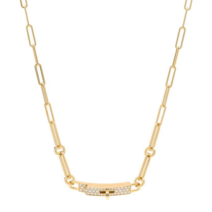 Hermes 18K Yellow Gold Diamond Pave Kelly Chaine Choker Necklace 1 of 6