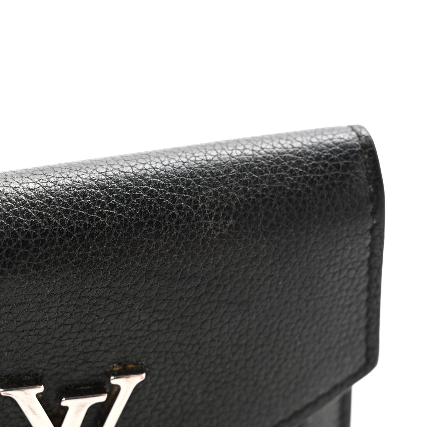 Soft Calfskin My Lockme Compact Wallet Black