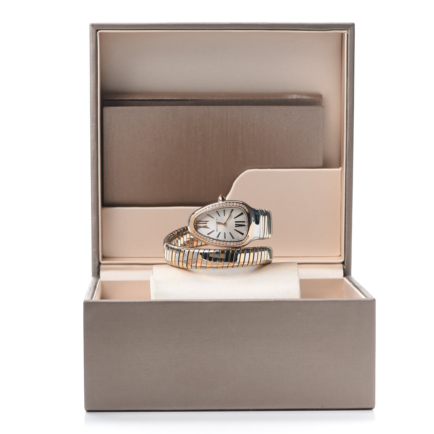 Bulgari Stainless Steel 18K Rose Gold Diamond Bezel 35mm Serpenti Tubogas Quartz Watch 5 of 5