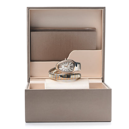 Bulgari Stainless Steel 18K Rose Gold Diamond Bezel 35mm Serpenti Tubogas Quartz Watch 5 of 5