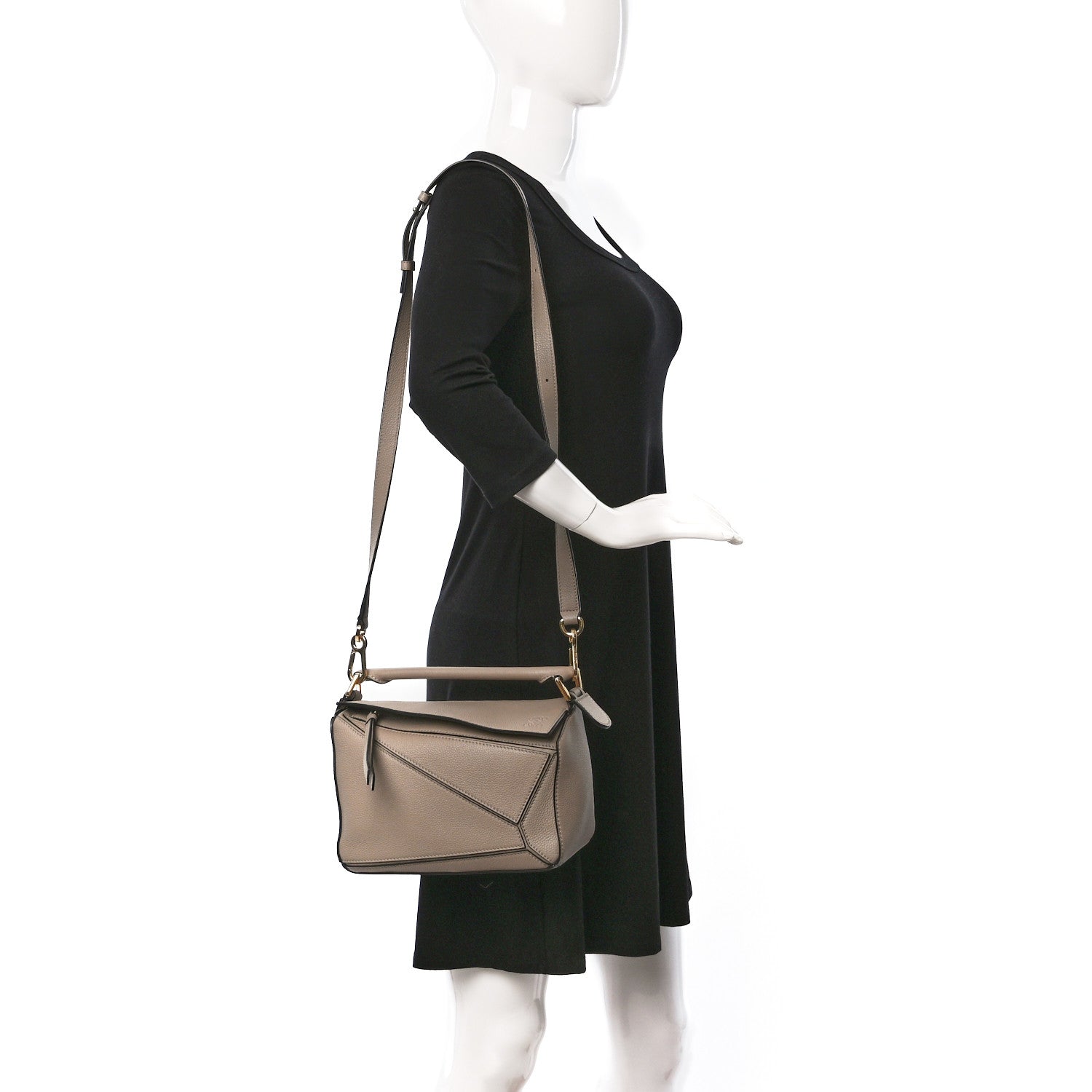 Loewe Grained Calfskin Small Puzzle Bag Sand Mink 2 of 14