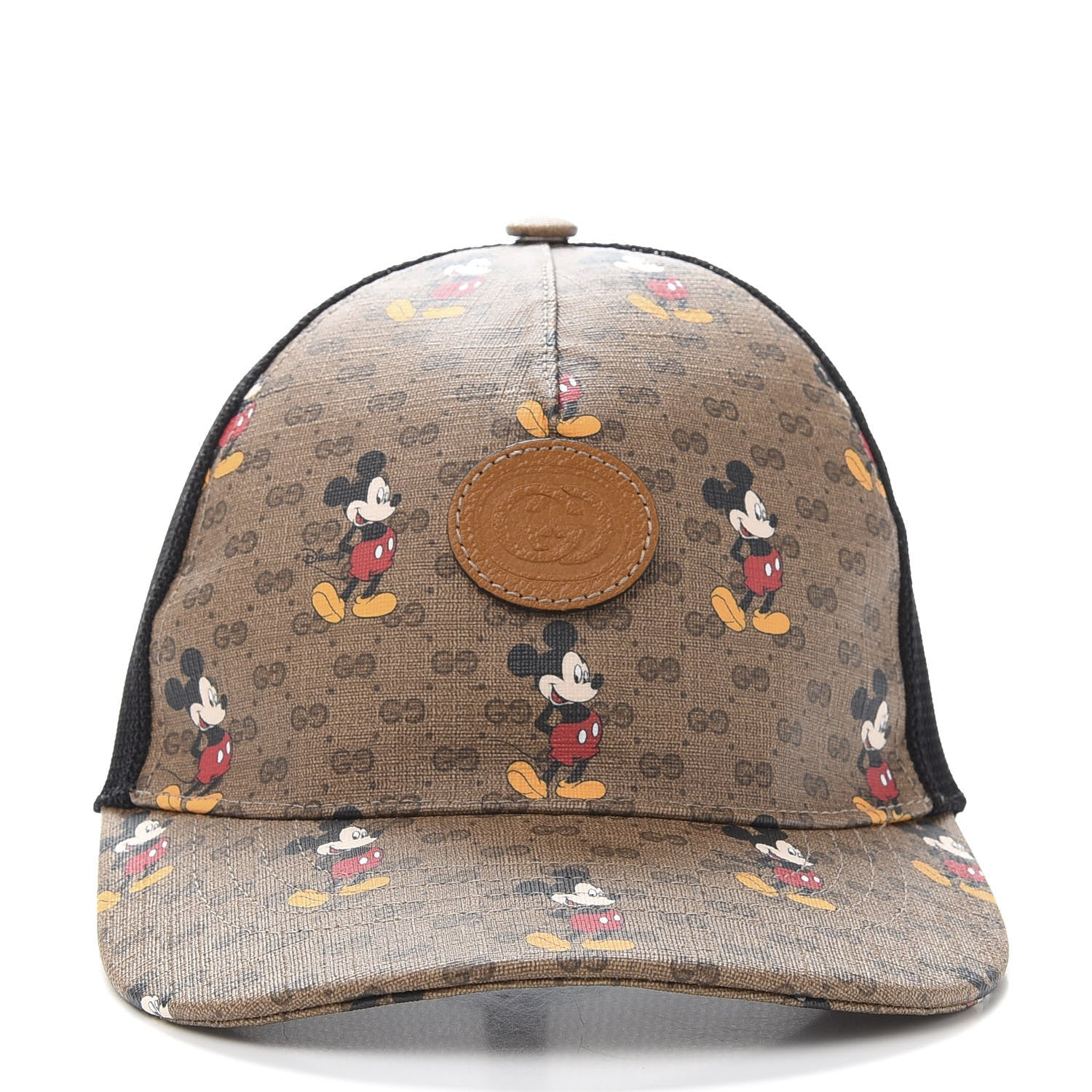 Gucci X DISNEY Mini Vintage GG Supreme Monogram Mickey Mouse Baseball Hat M Beige Vintage Sun Oil 3 of 9