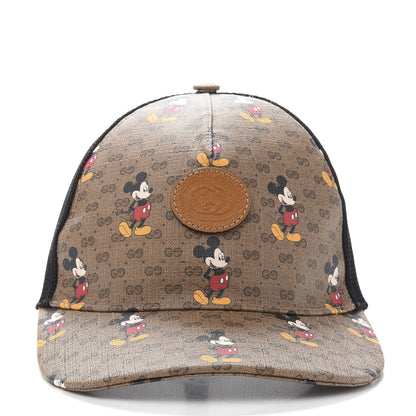 Gucci X DISNEY Mini Vintage GG Supreme Monogram Mickey Mouse Baseball Hat M Beige Vintage Sun Oil 3 of 9