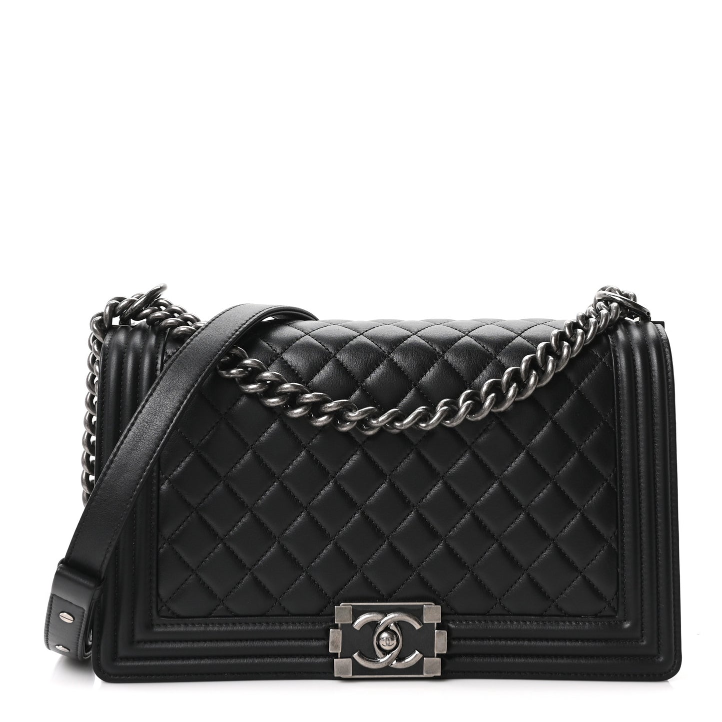 Calfskin Quilted New Medium Boy Flap Black