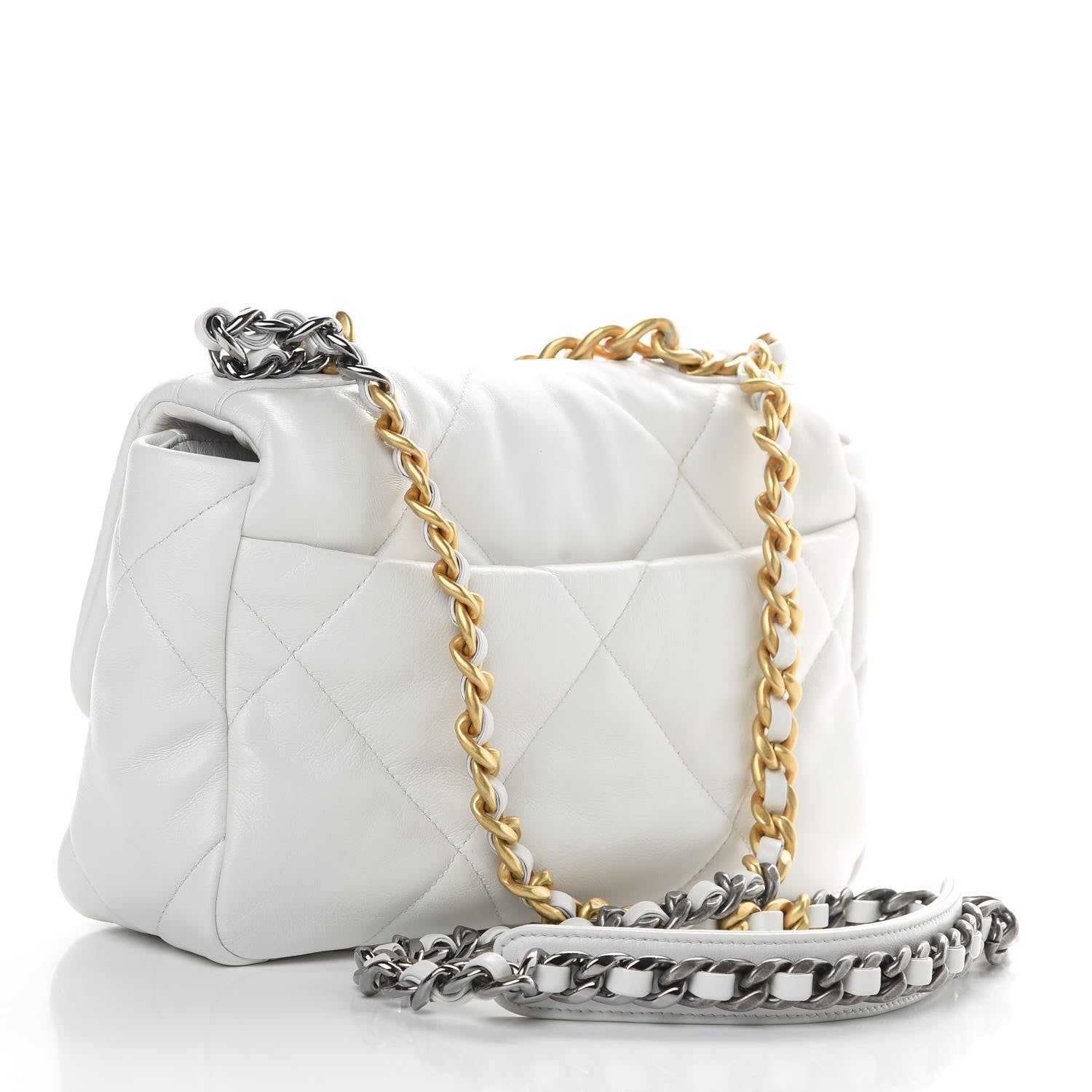 Chanel Goatskin Quilted Medium Chanel 19 Flap White 3 of 12
