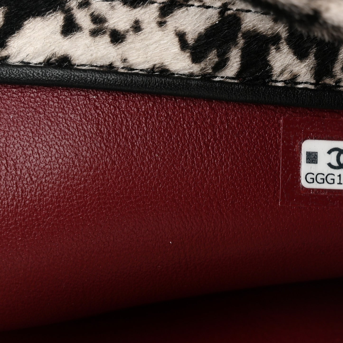 Pony Hair Printed Drawstring Clutch With Strap White Black