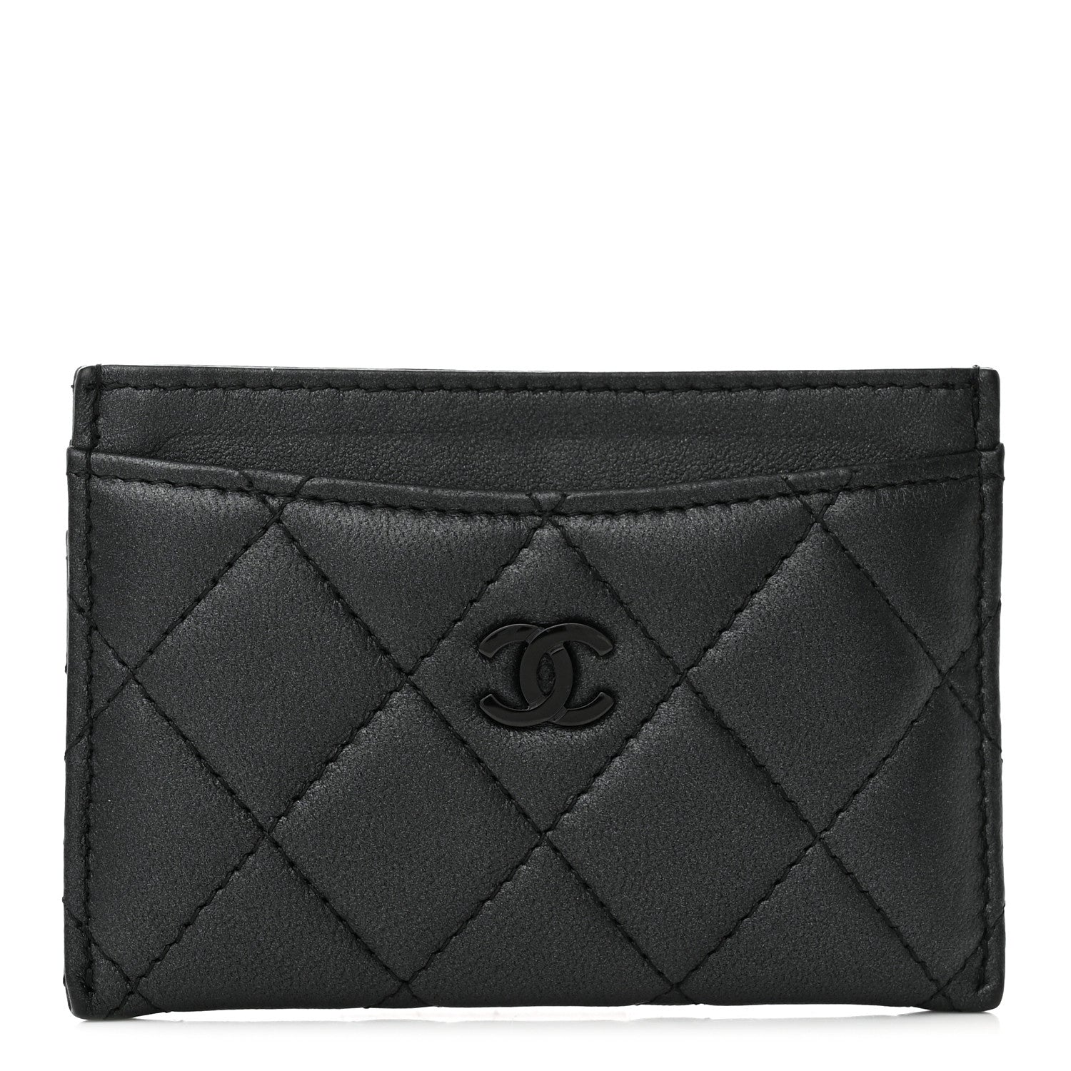 Chanel Pearly Lambskin Quilted Card Holder So Black 1 of 9