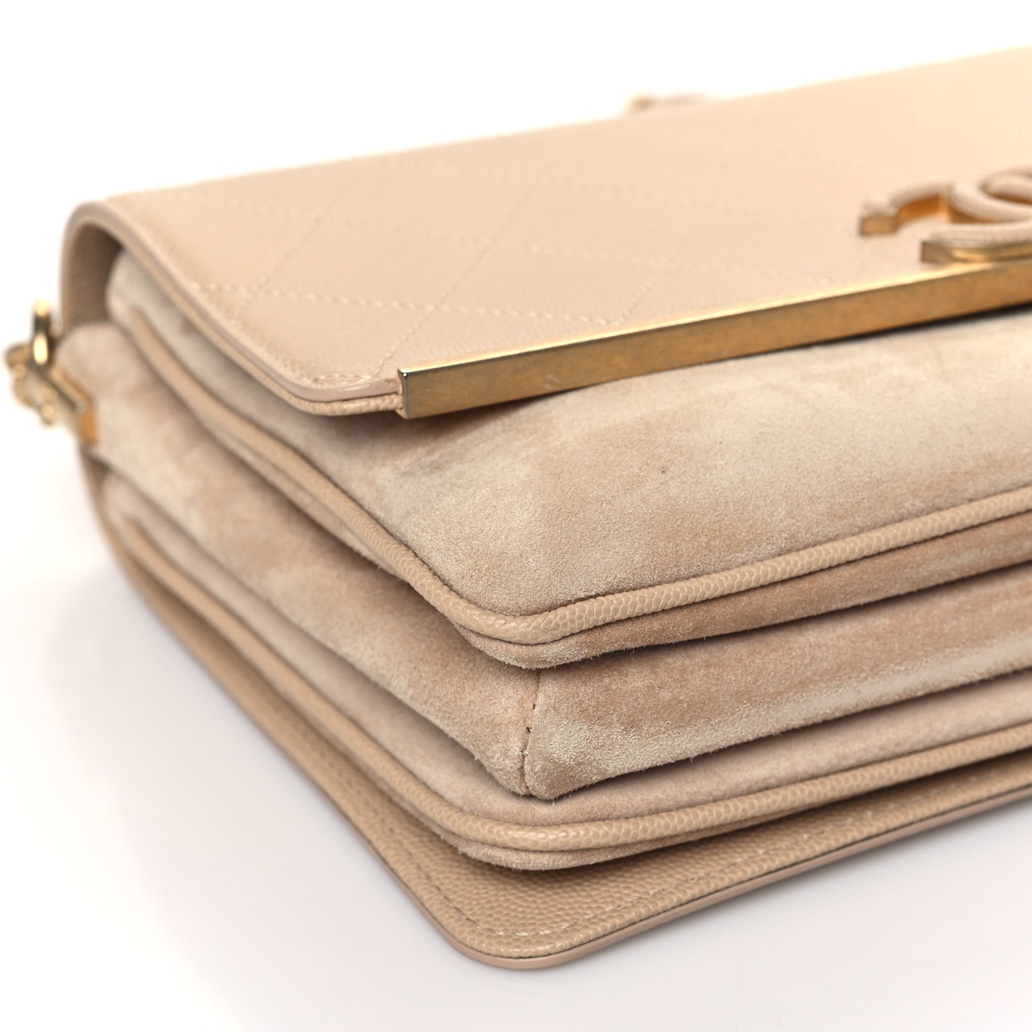 Chanel Caviar Suede Stitched Lady Coco Flap Beige 8 of 9