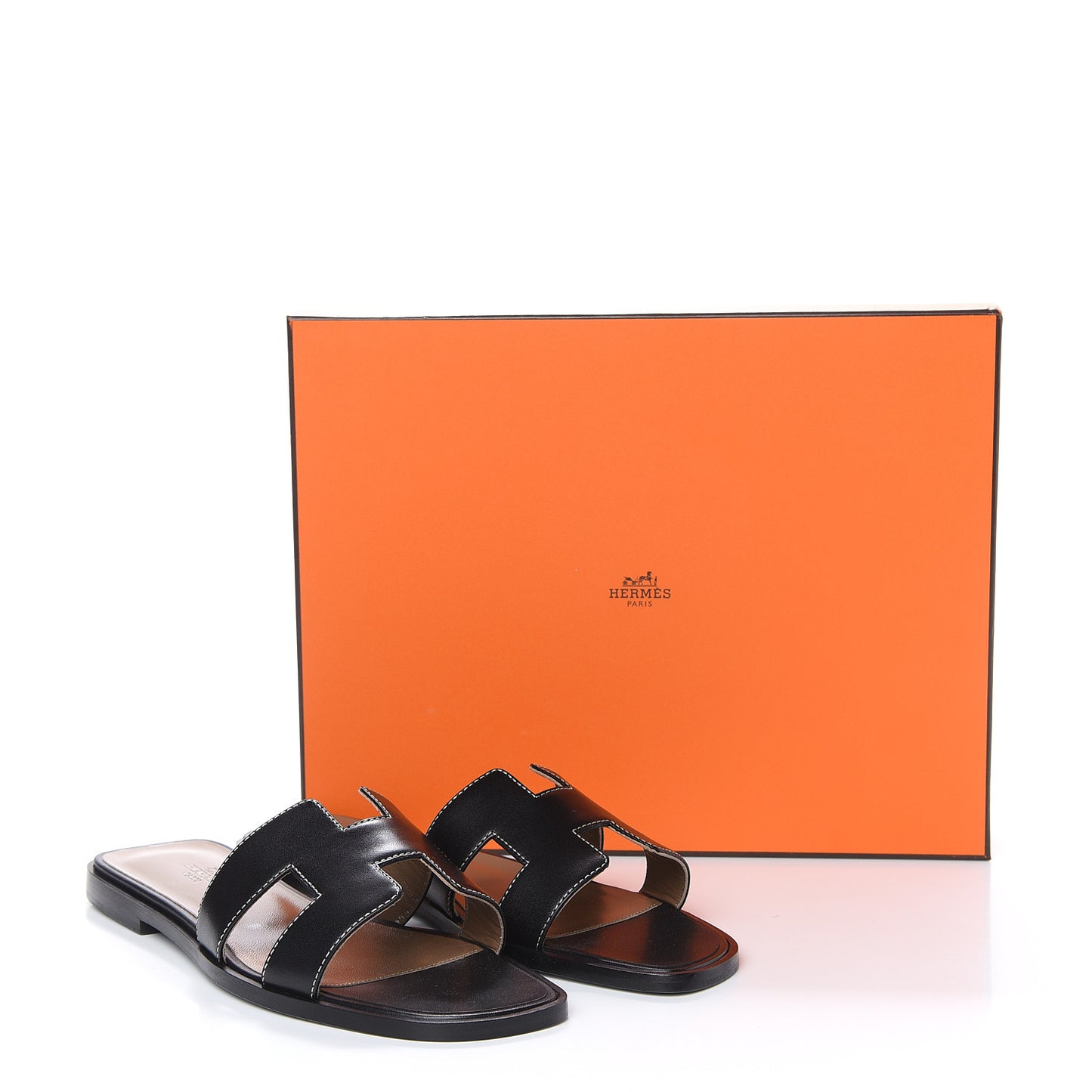 Box Calfskin Oran Sandals 37 Black