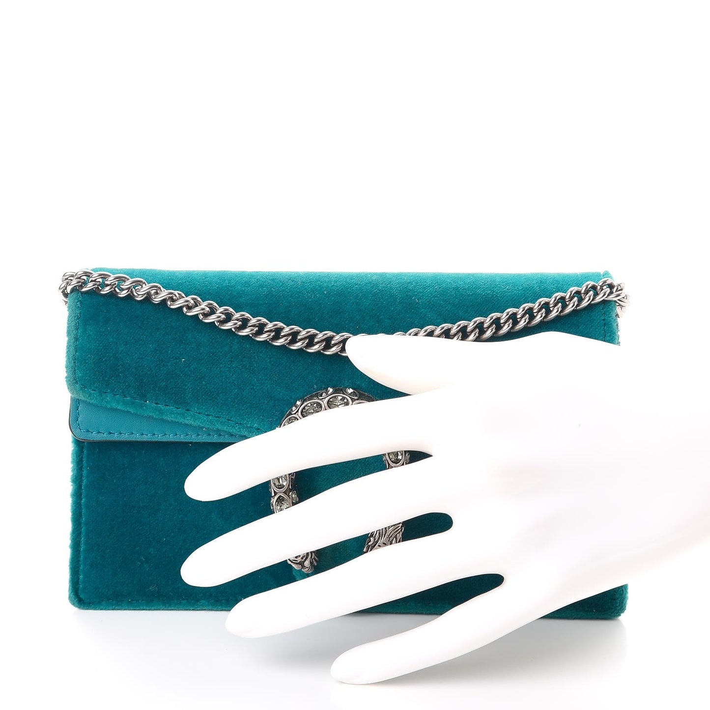 Velvet Super Mini Dionysus Shoulder Bag Pavone Cyan