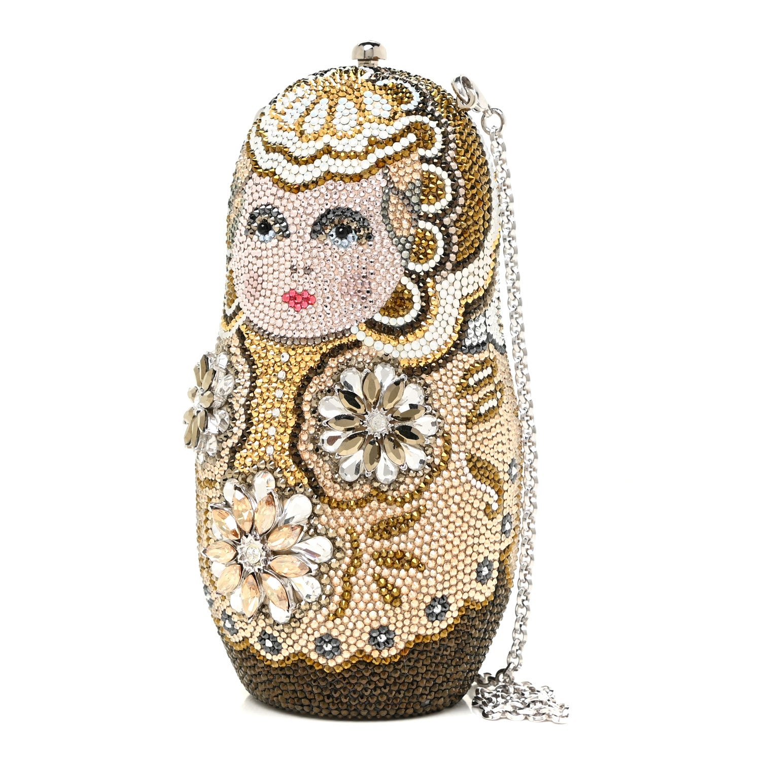 Judith Leiber Crystal Nesting Doll Minaudiere Clutch Silver Multicolor 1 of 14