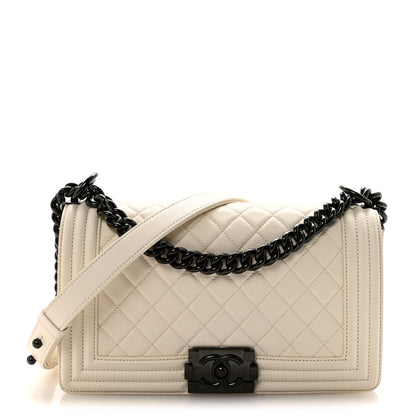 Chanel Calfskin Quilted Medium Boy Flap White 1 of 11