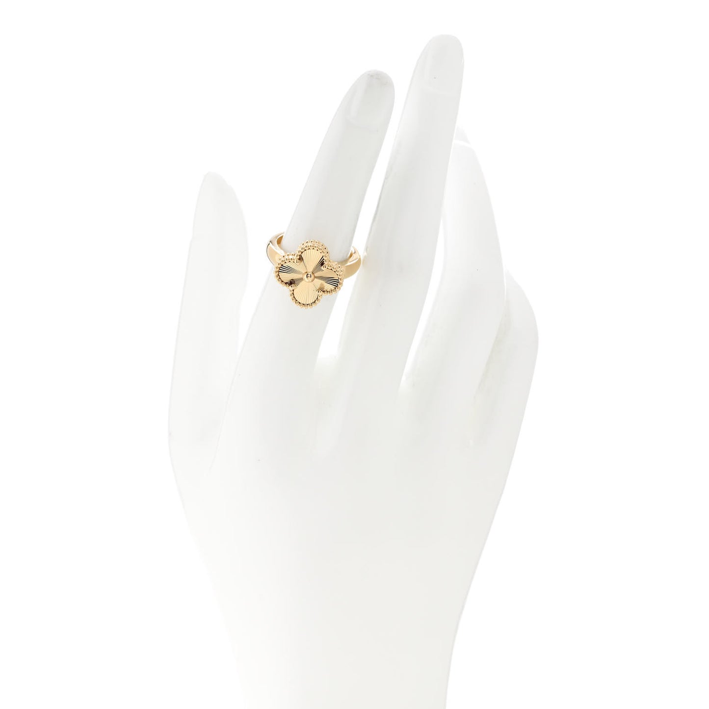 18K Yellow Gold Guilloche Vintage Alhambra Ring 52 6