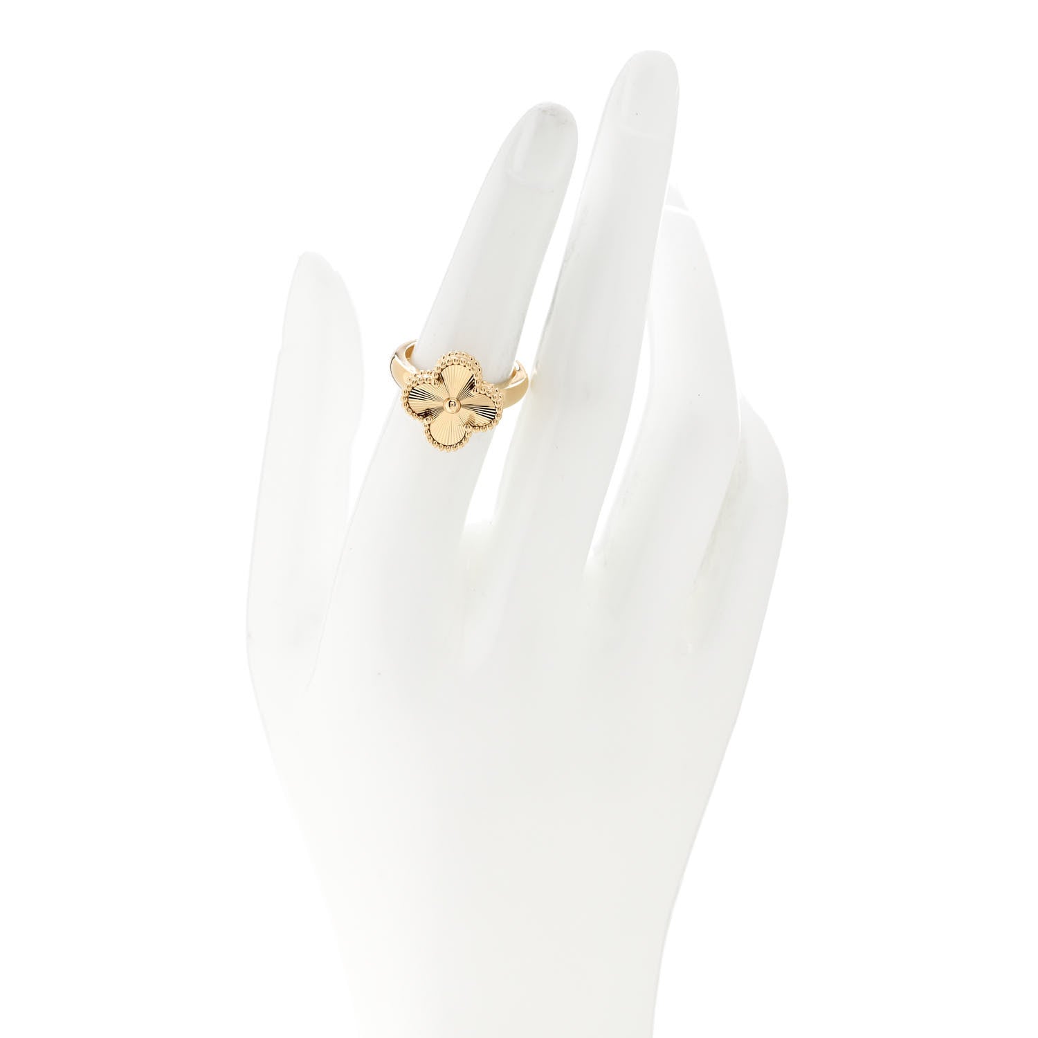 Van Cleef & Arpels 18K Yellow Gold Guilloche Vintage Alhambra Ring 52 6 2 of 5
