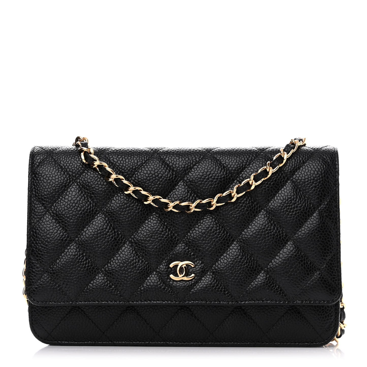 Caviar Quilted Wallet on Chain WOC Black
