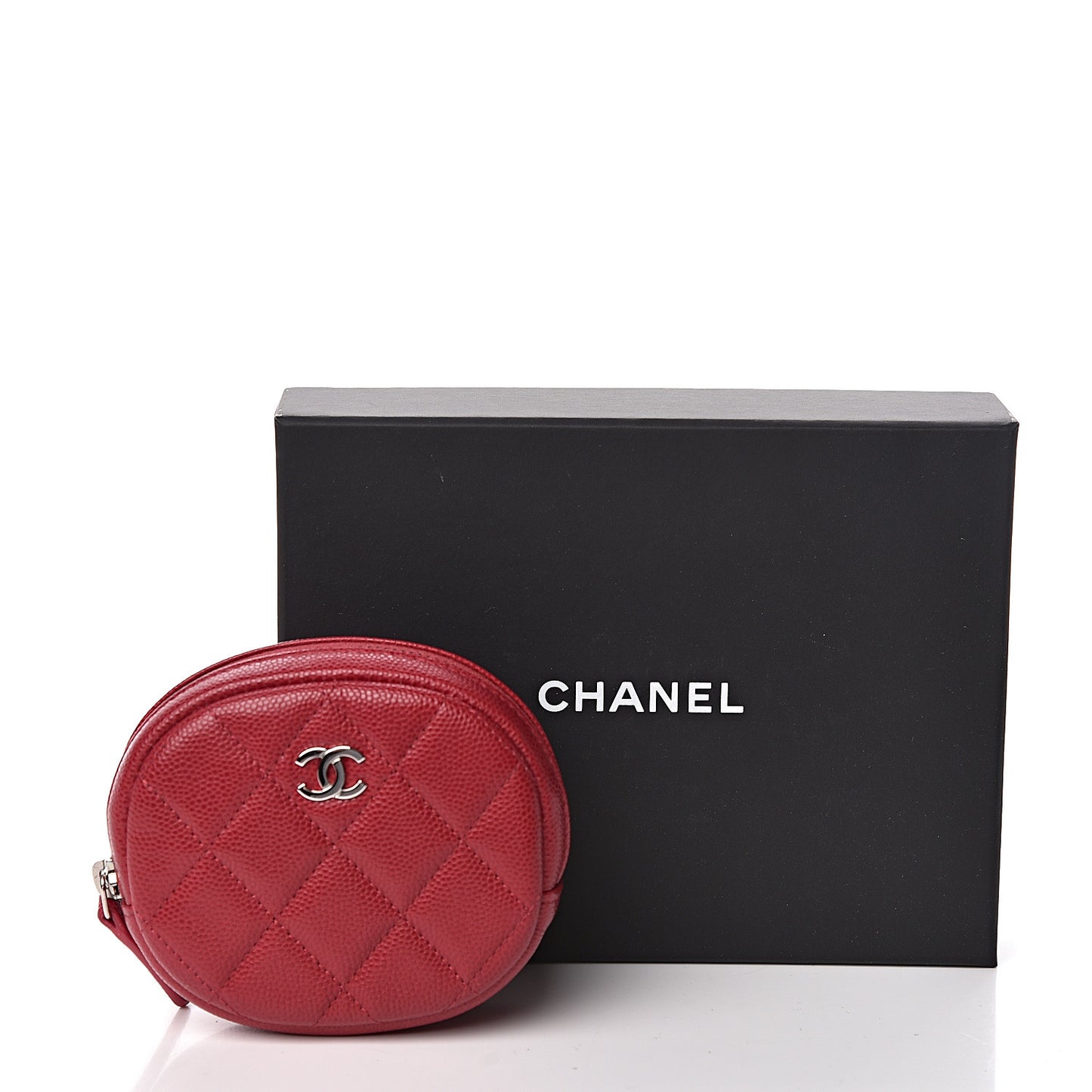 Caviar Quilted Zip Around Classic Coin Purse Dark Pink