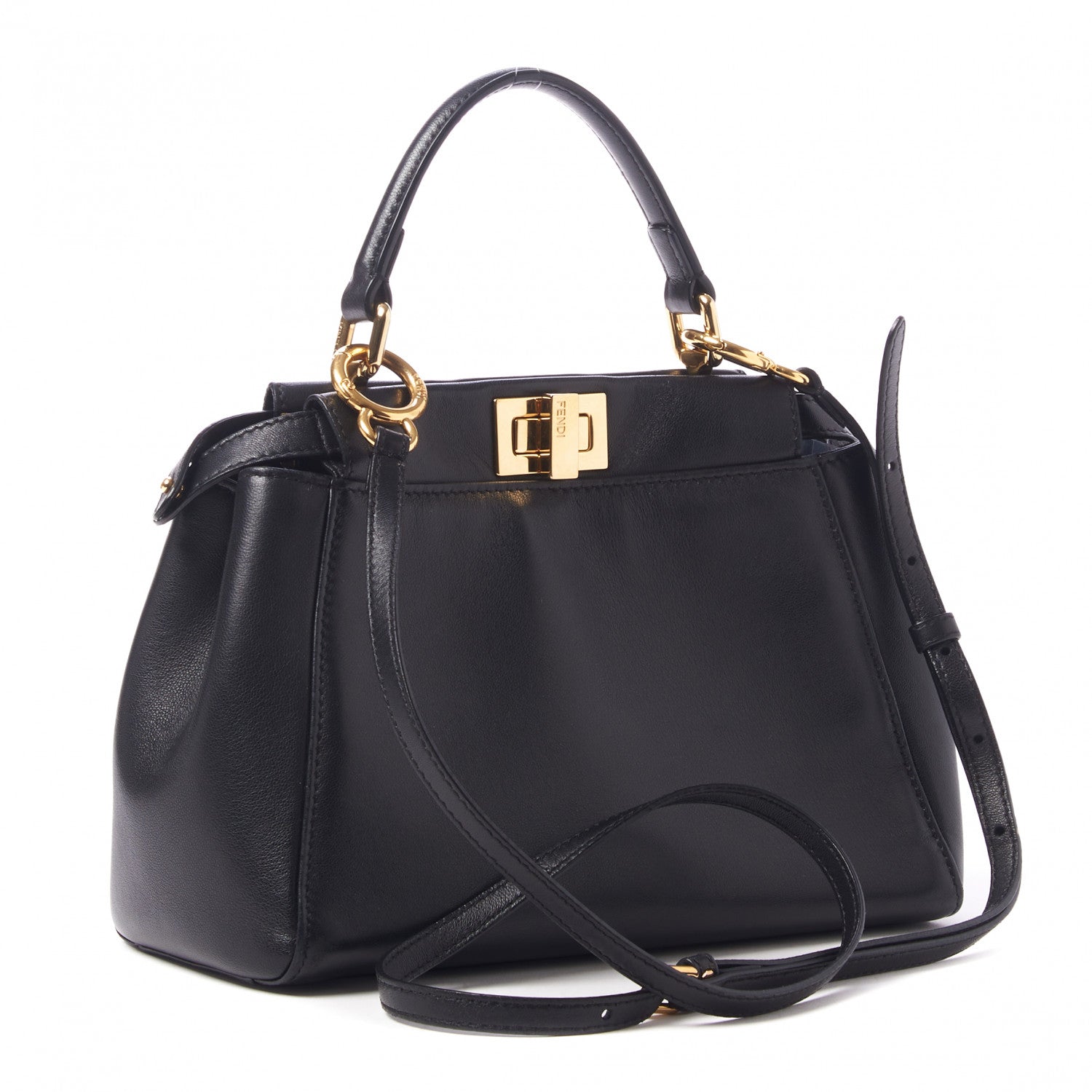 Fendi Nappa Mini Peekaboo Iconic Satchel Black 3 of 10