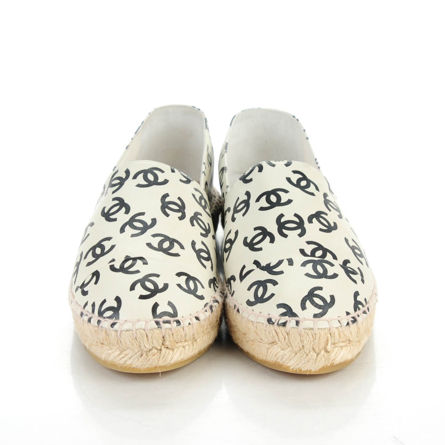 Lambskin Printed CC Espadrilles 39 White Black