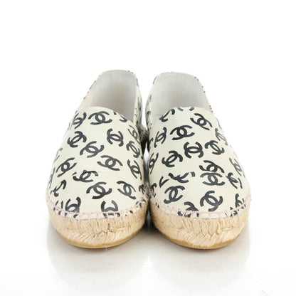 Chanel Lambskin Printed CC Espadrilles 39 White Black 2 of 9
