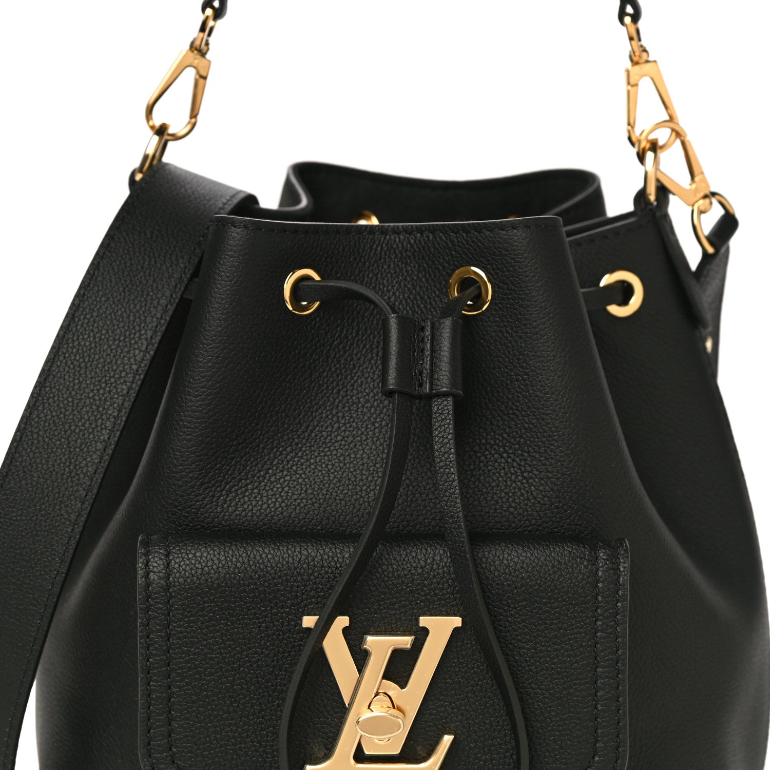 Louis Vuitton Calfskin Lockme Bucket MM Black 6 of 8