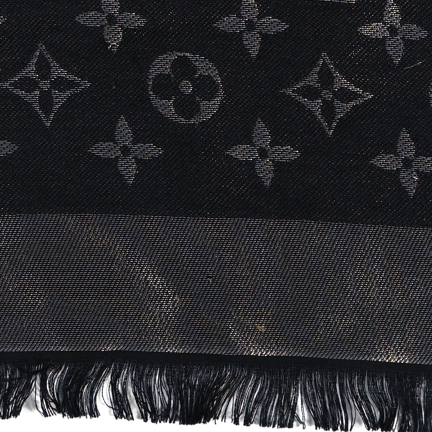Louis Vuitton Silk Lurex Wool Monogram Shine Shawl Black 4 of 5