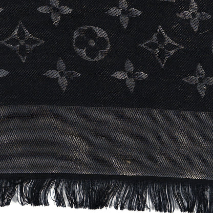 Louis Vuitton Silk Lurex Wool Monogram Shine Shawl Black 4 of 5