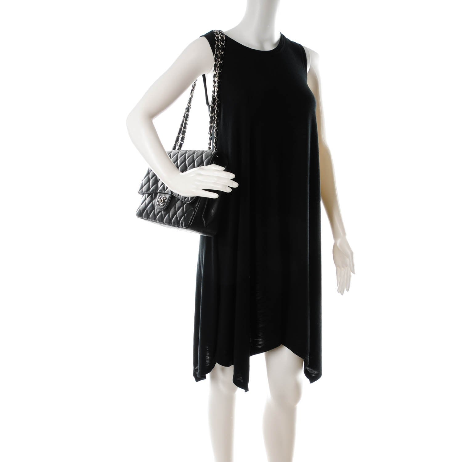 Chanel Caviar Quilted Jumbo Single Flap Black 2 of 8