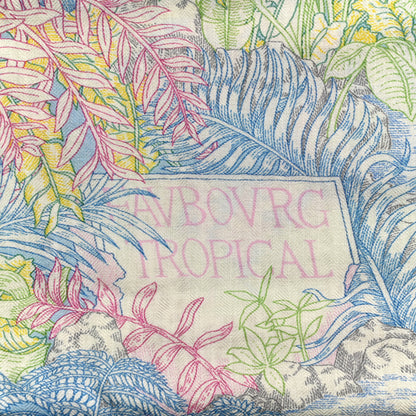 Hermes Cashmere Silk Faubourg Tropical Shawl 140 White Vert Bleu 5 of 6