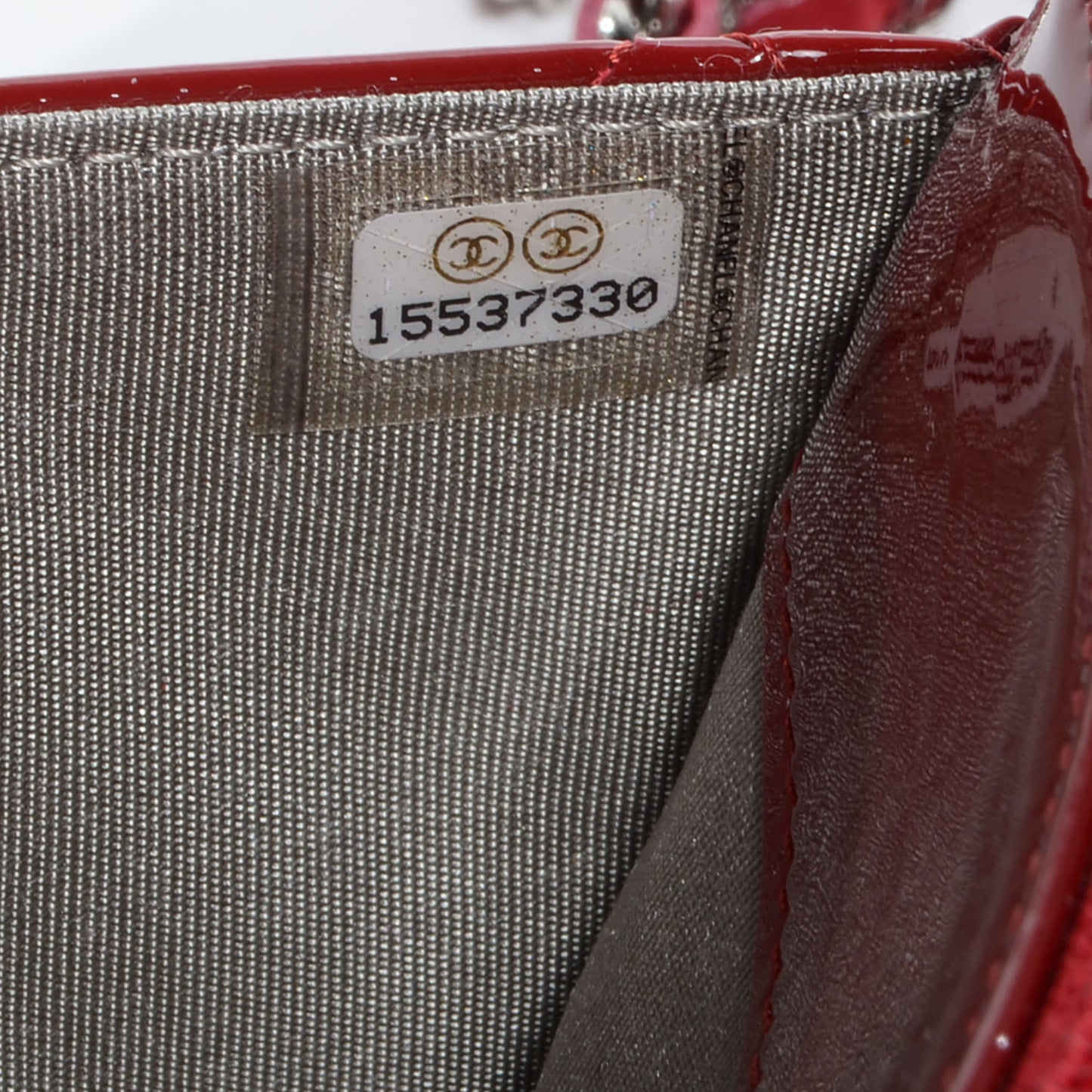 Patent Quilted Brilliant Wallet On Chain WOC Red
