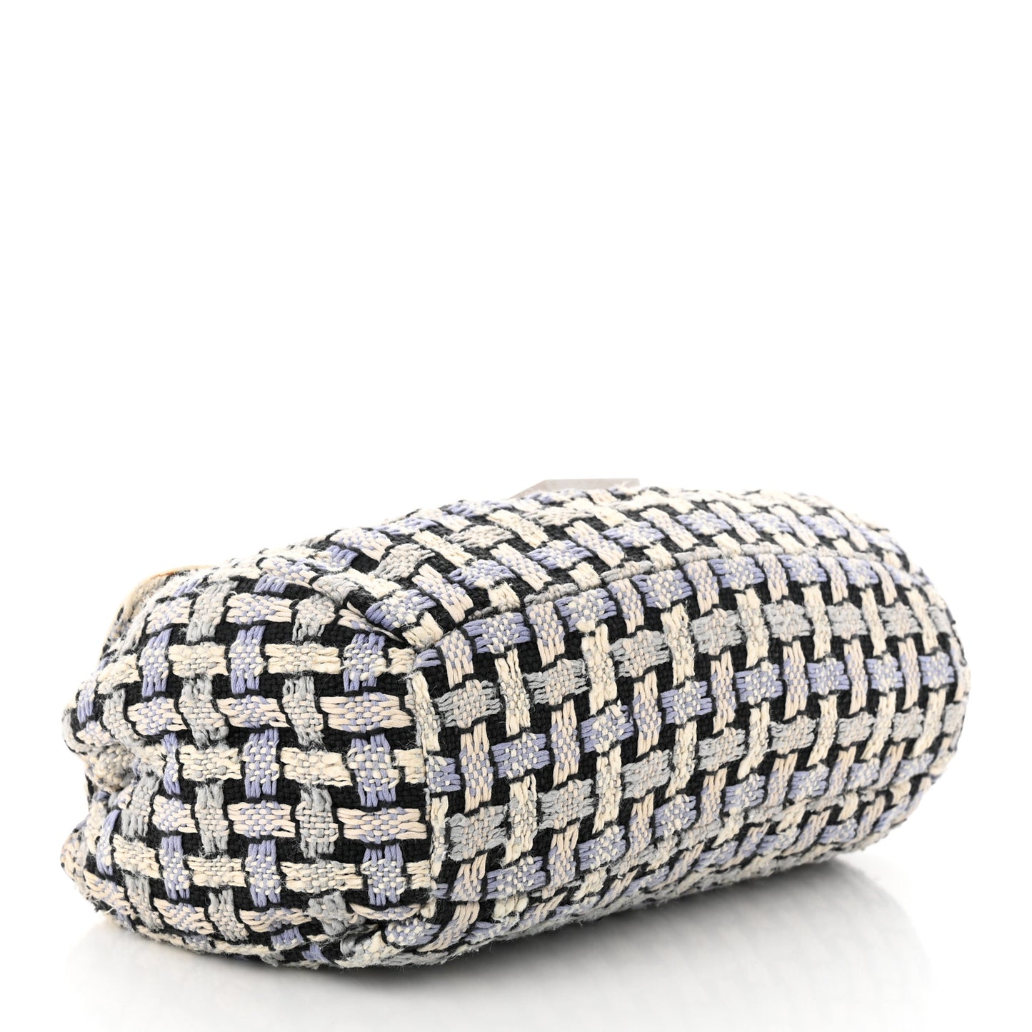 Tweed Calfskin Woven Single Flap Blue