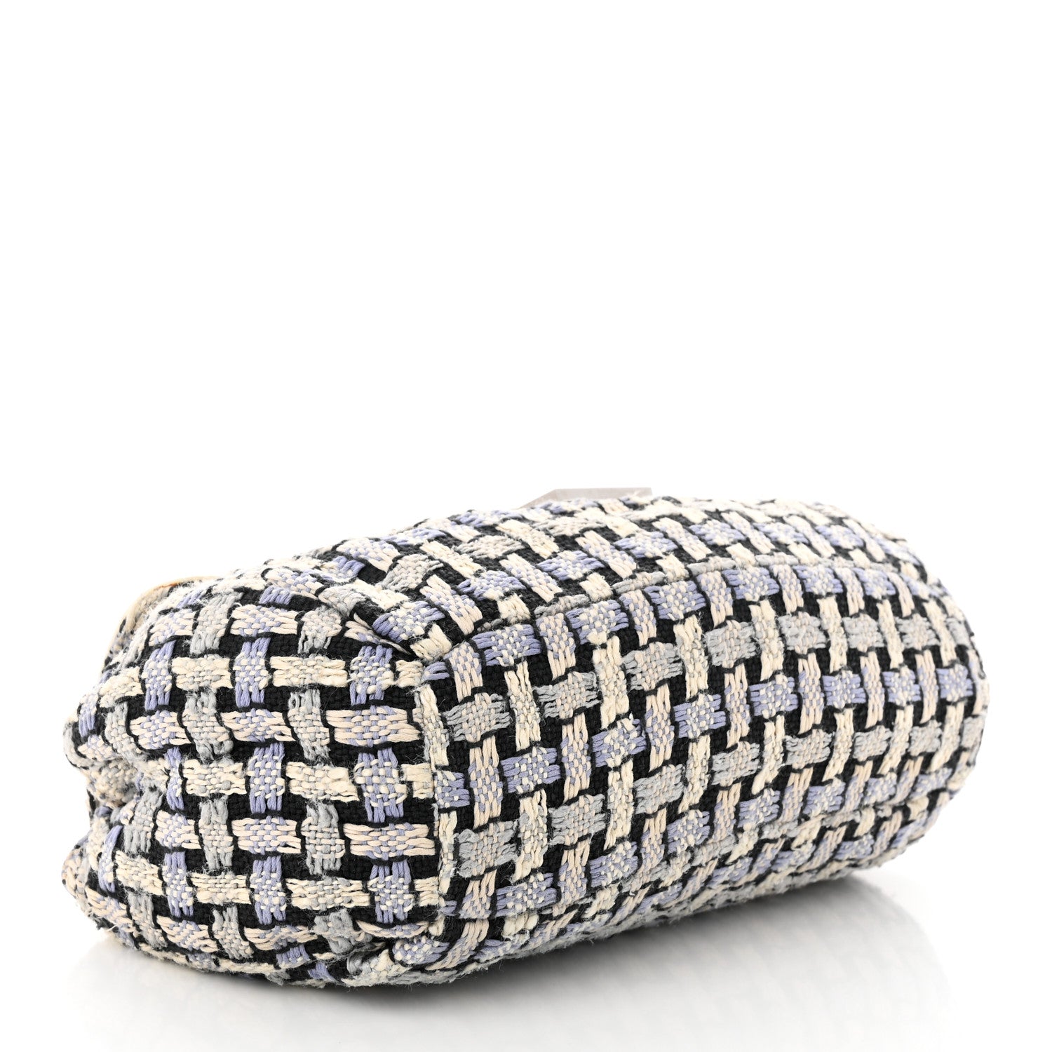Chanel Tweed Calfskin Woven Single Flap Blue 4 of 10