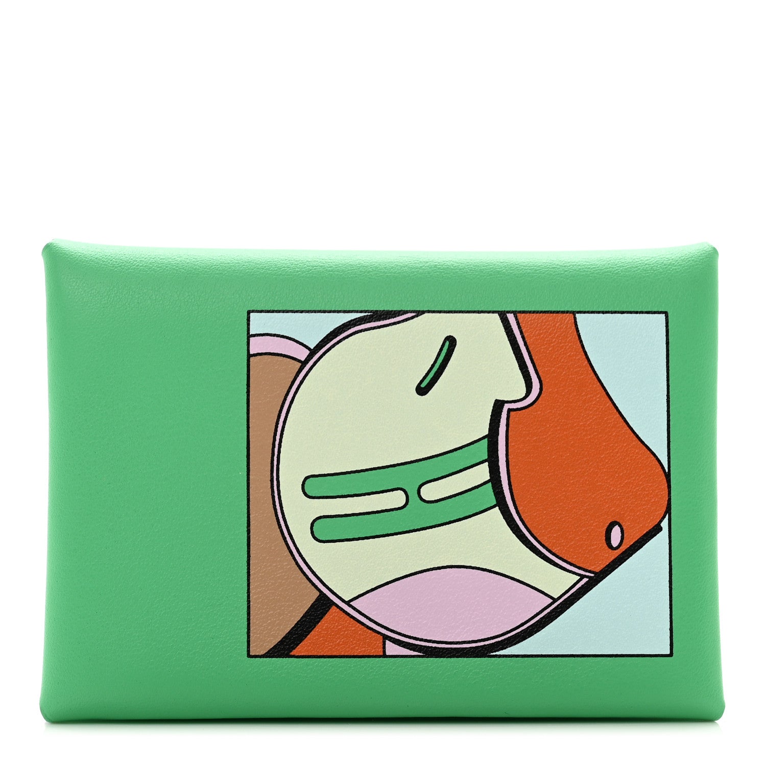 Hermes Swift Compact Saddle Print Calvi Duo Card Case Vert Comics 1 of 7