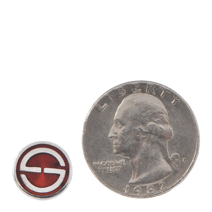 Gucci Sterling Silver Enamel GG Stud Earrings Red 2 of 5