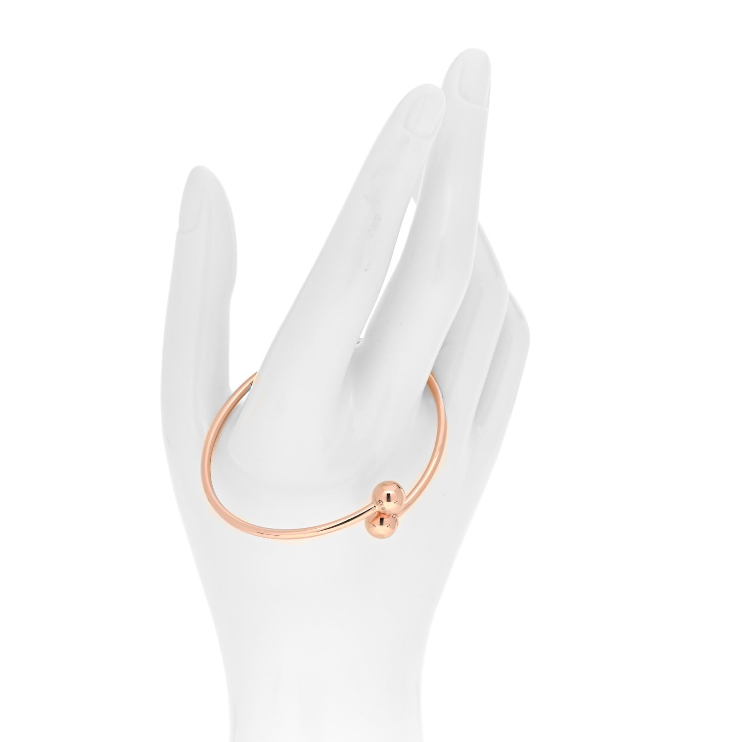 Tiffany 18K Rose Gold 8mm HardWear Ball Bypass Bracelet 2 of 6