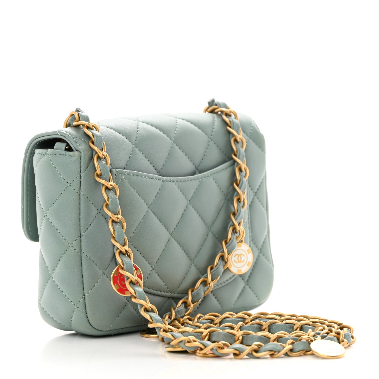 Chanel Lambskin Quilted Casino Chips Mini Square Flap Grey 3 of 13