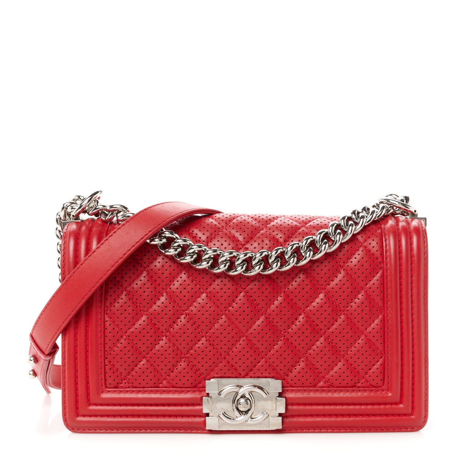 Chanel Perforated Lambskin Quilted Medium Boy Flap Pink 1 of 10
