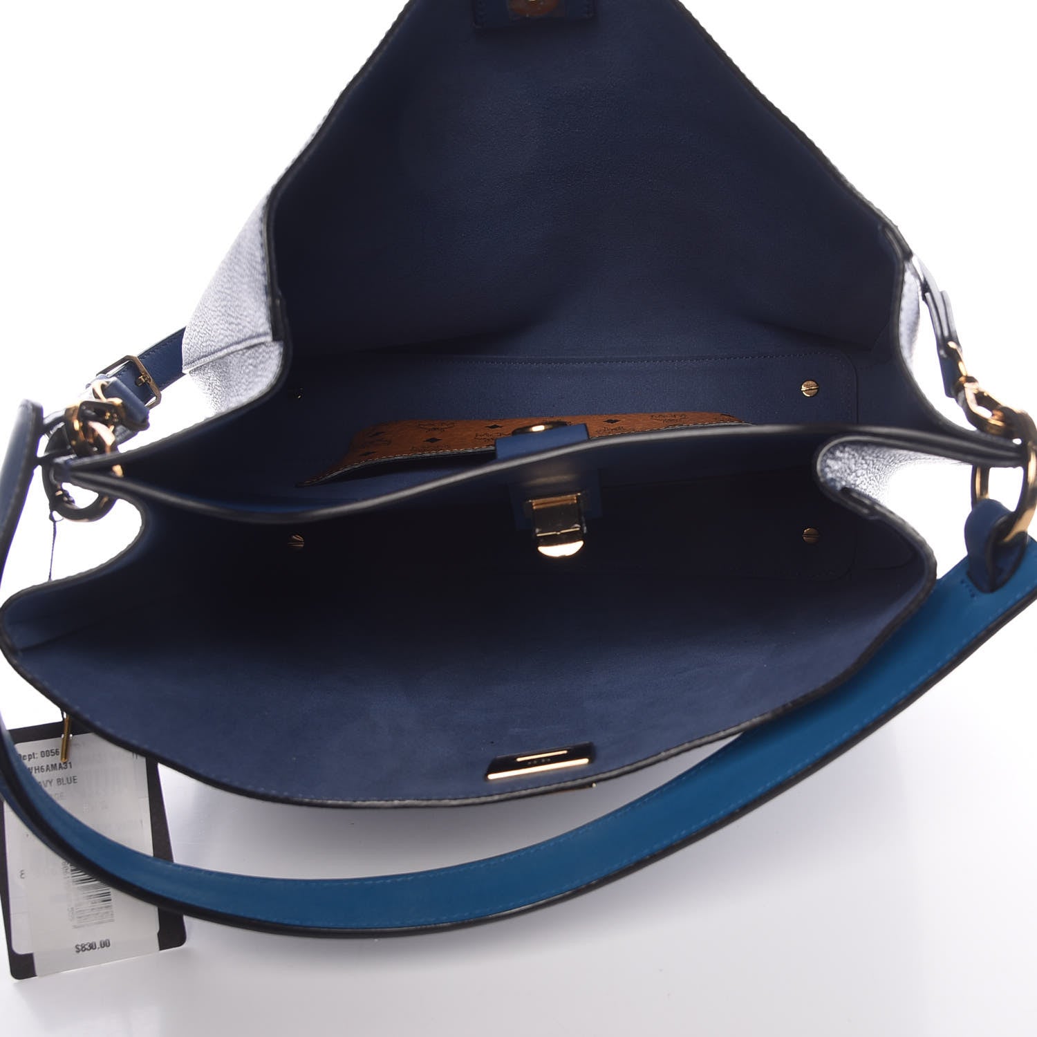 MCM Grained Calfskin Large Milla Hobo Navy Blue 6 of 13