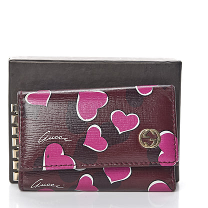 Gucci Calfskin Heartbeat Print Key Holder New Wine 7 of 7