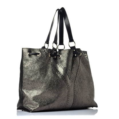 Saint Laurent Calfskin Reversible Double Sac Y Tote Gold Black 5 of 14