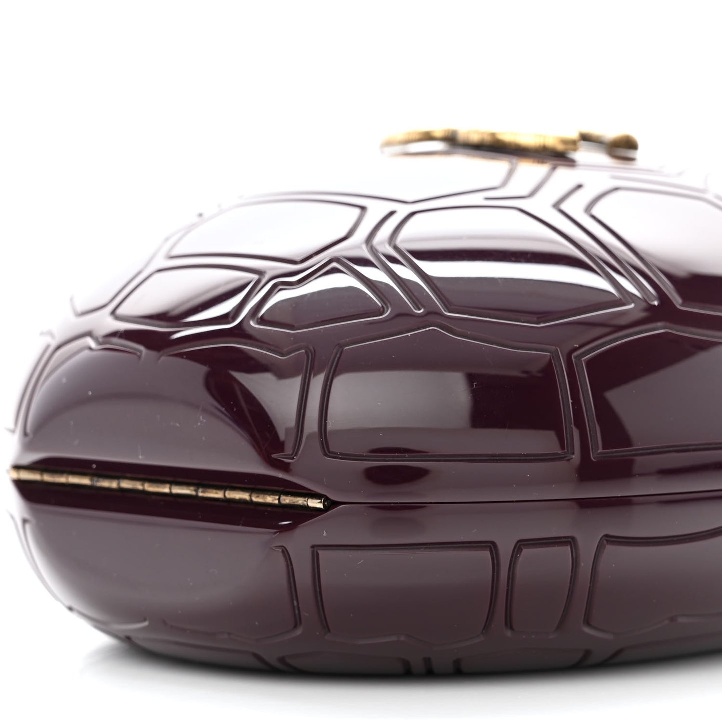 Plexiglass Shell CC Round Minaudiere Clutch Purple