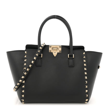 Valentino Garavani Vitello Small Rockstud Double Handle Tote Black 1 of 10