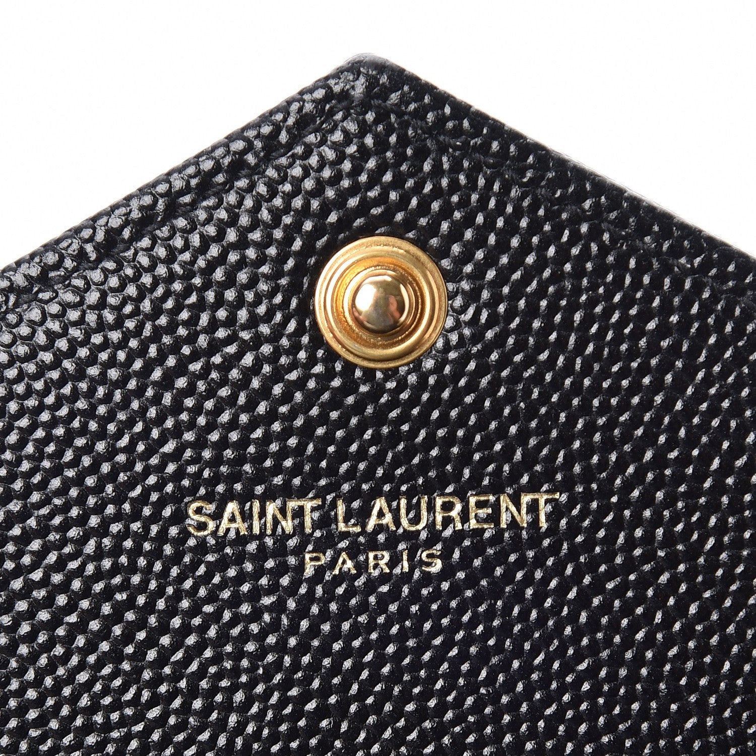 Saint Laurent Grain De Poudre Matelasse Chevron Monogram Envelope Chain Wallet Black 6 of 8