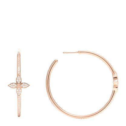 Louis Vuitton 18K Pink Gold Diamond Idylle Blossom Pave Hoop Earrings 1 of 5