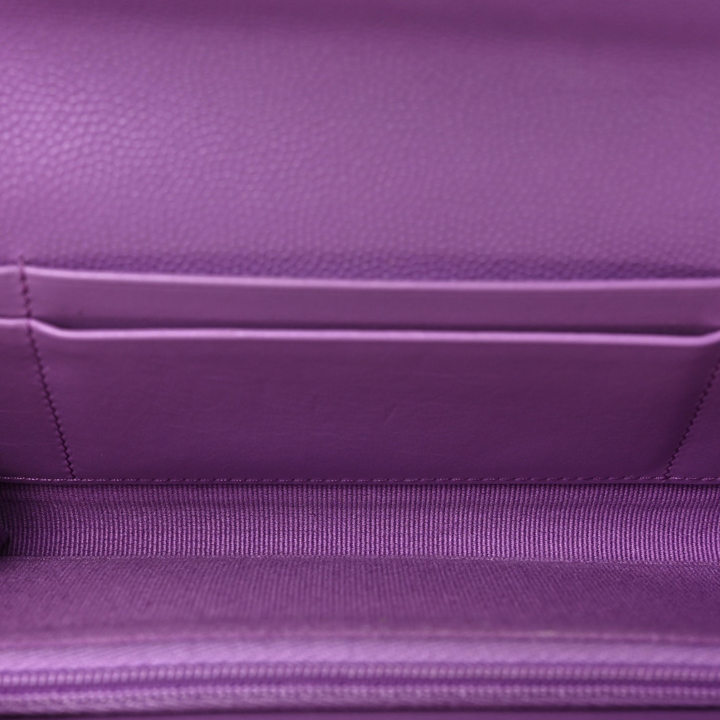 Caviar Quilted Medium Gusset Flap Wallet Purple
