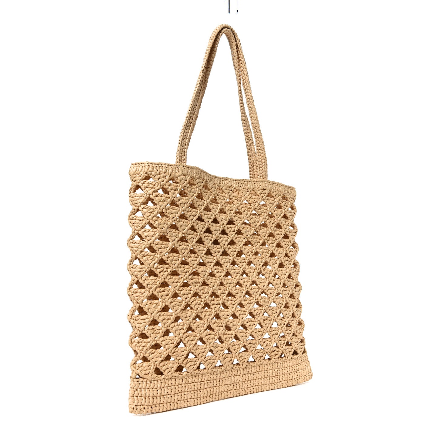 Yarn Raffia Effect Embroidered Logo Tote Naturale