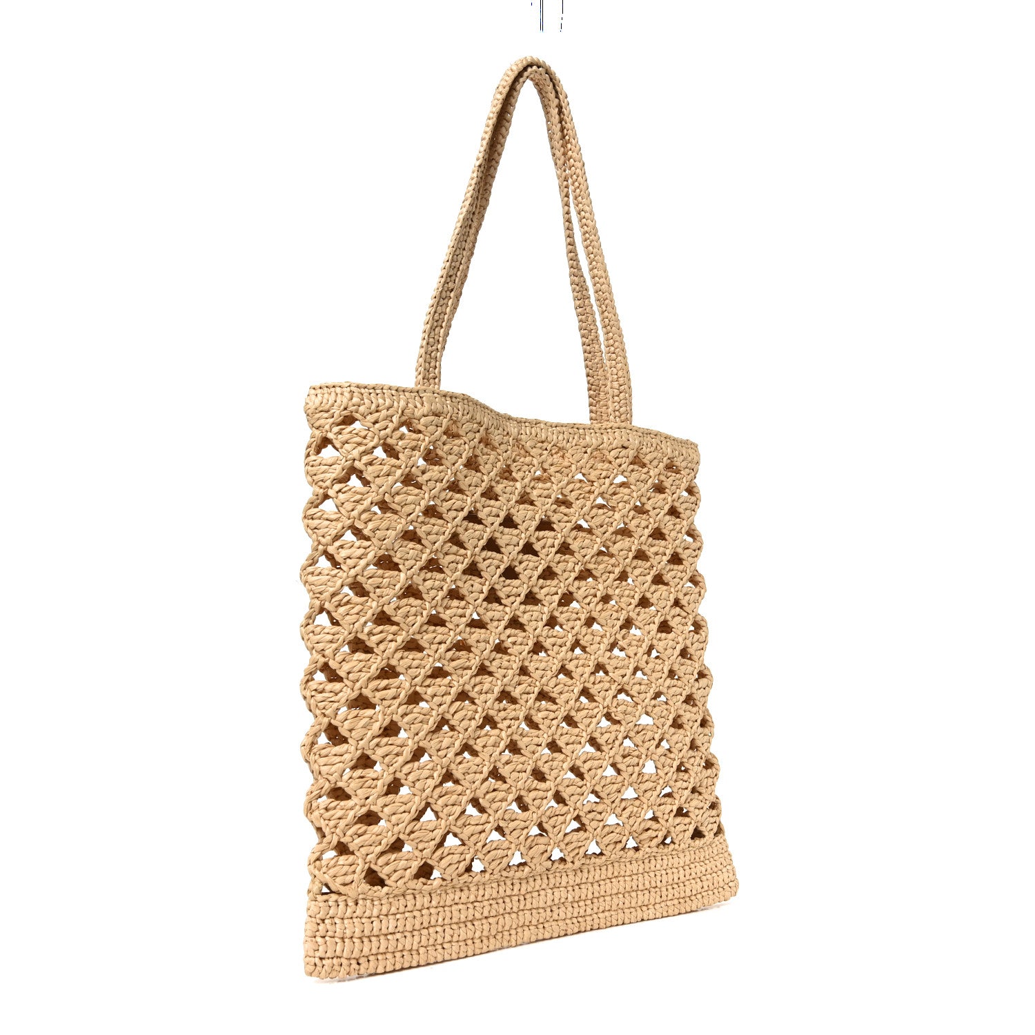 Prada Yarn Raffia Effect Embroidered Logo Tote Naturale 2 of 8